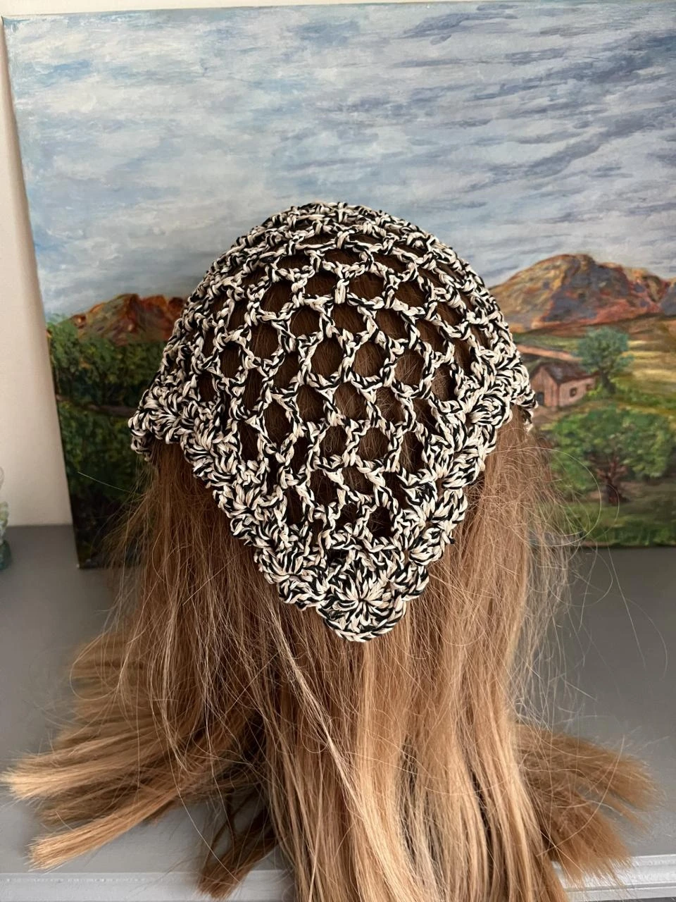Bandana bandeau foulard headband pañuelo Coton Noir Beige Taille unique adulte e – photo 2